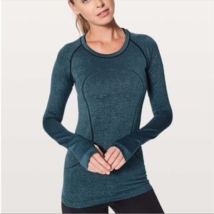 Lululemon Swiftly Tech Long Sleeve Crew Black/Desert Teal 4
